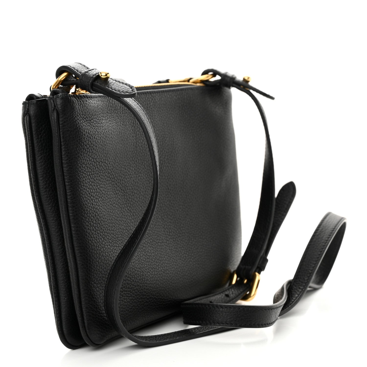 Prada Vitello Phenix Double Zip Crossbody Bag Black 3 of 11