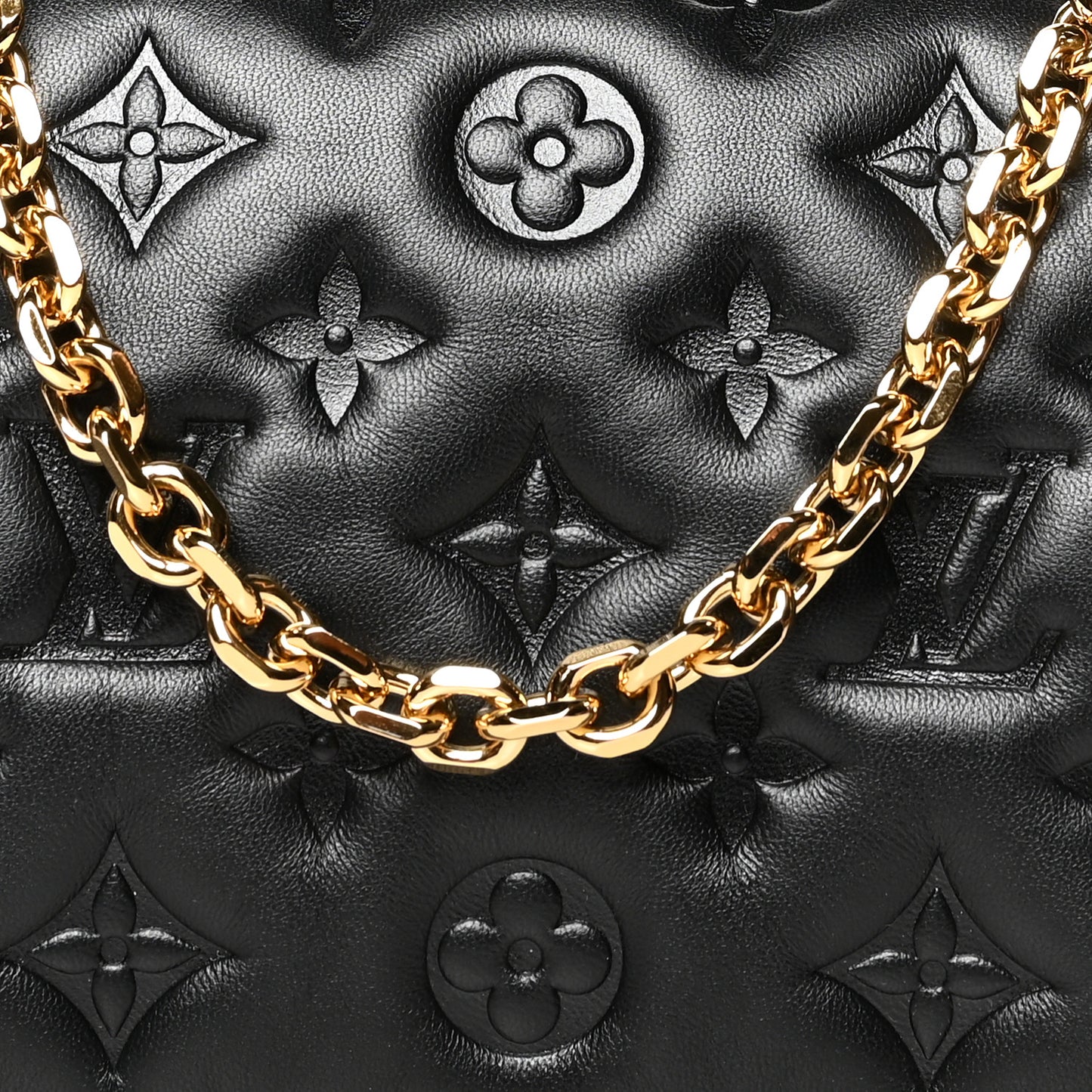 Lambskin Embossed Monogram Pochette Coussin Black