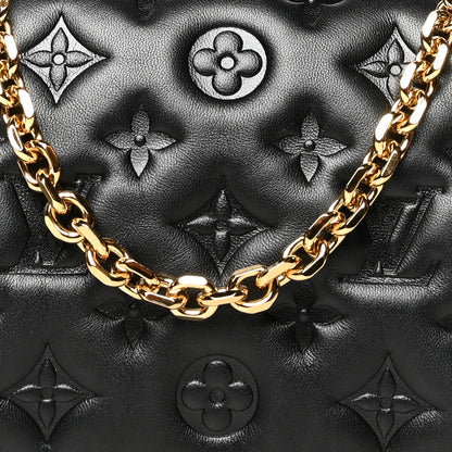 Louis Vuitton Lambskin Embossed Monogram Pochette Coussin Black 8 of 10