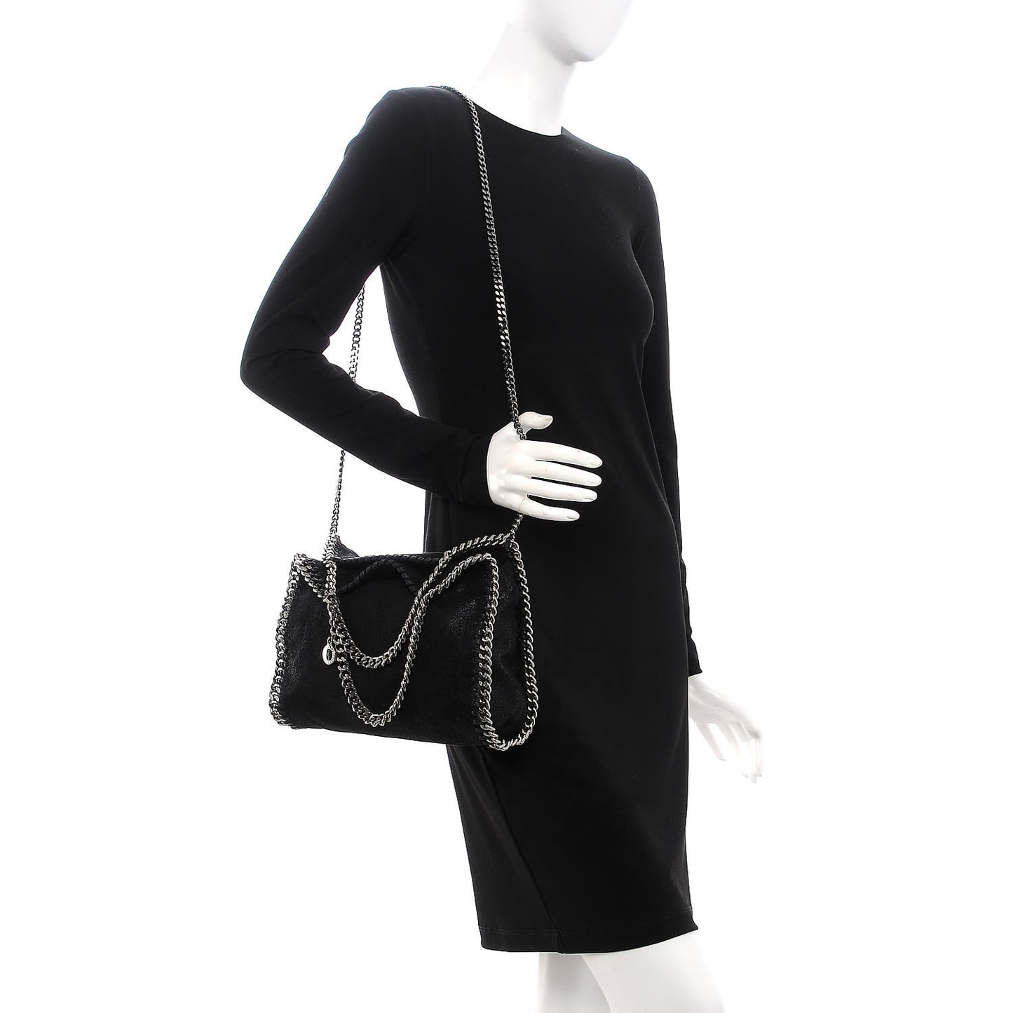 Shaggy Deer Mini Falabella Fold Over Tote Black