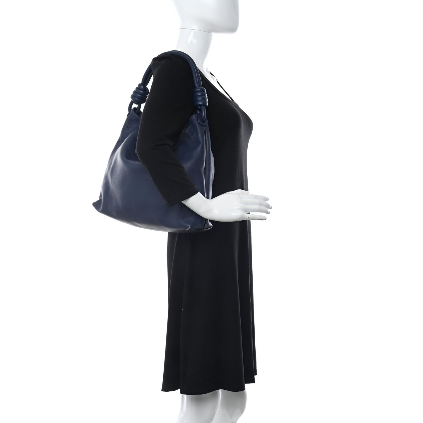 Calfskin Small Flamenco Knot Hobo Navy