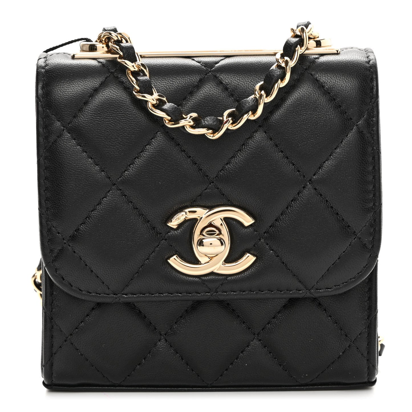 Lambskin Quilted Mini Trendy CC Clutch With Chain Black