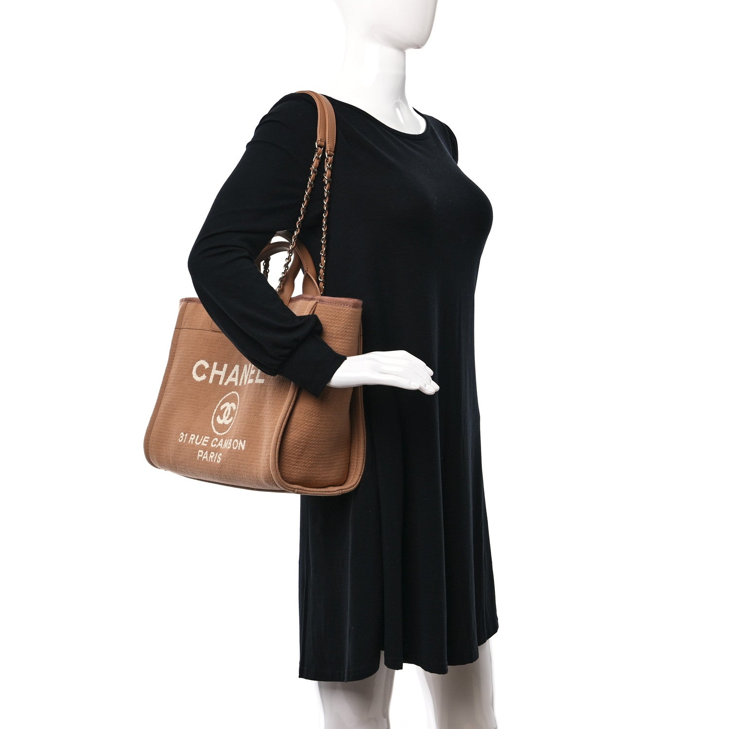 Chanel Mixed Fibers Small Deauville Tote Camel 2 of 12