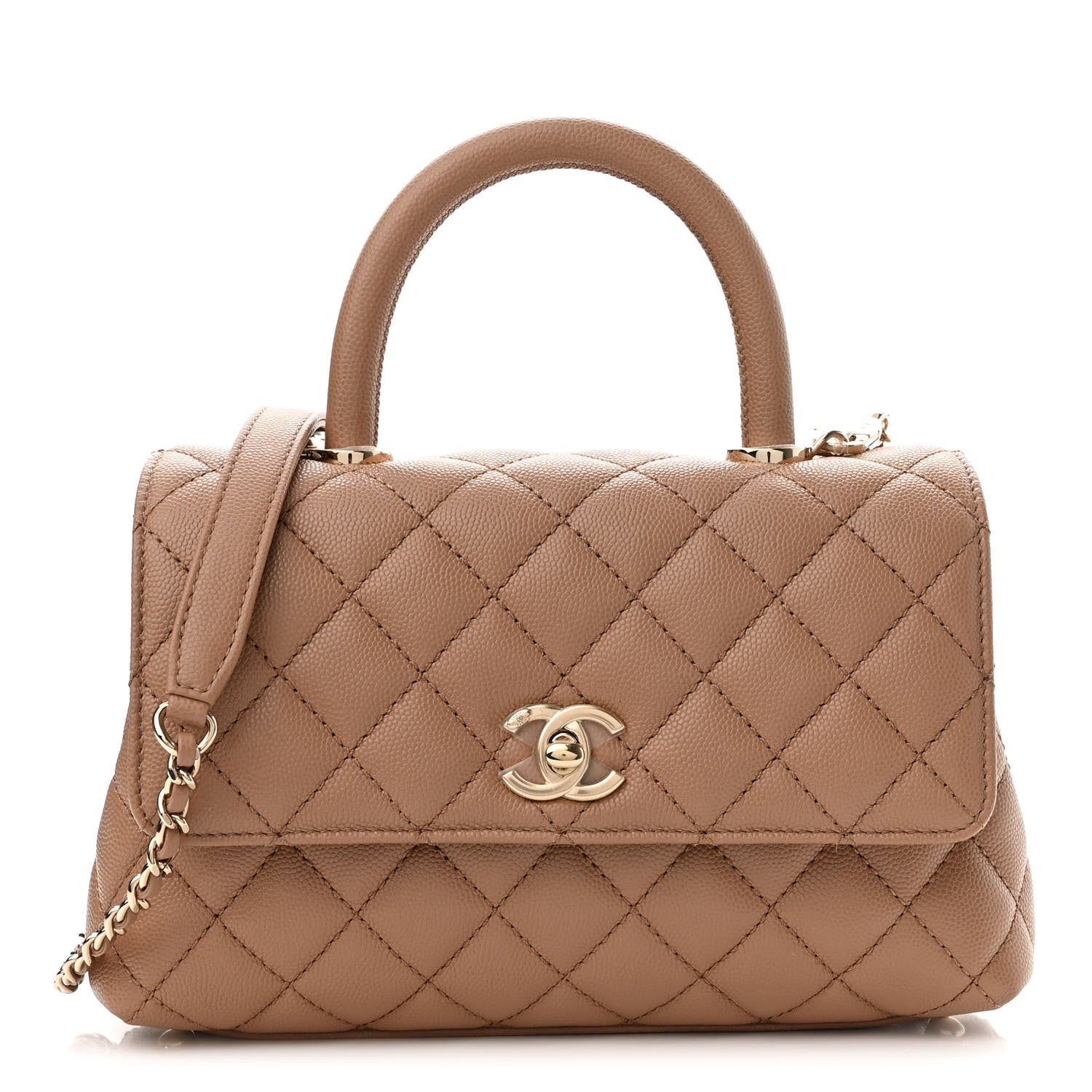 Chanel Caviar Quilted Mini Coco Handle Flap Beige 1 of 11