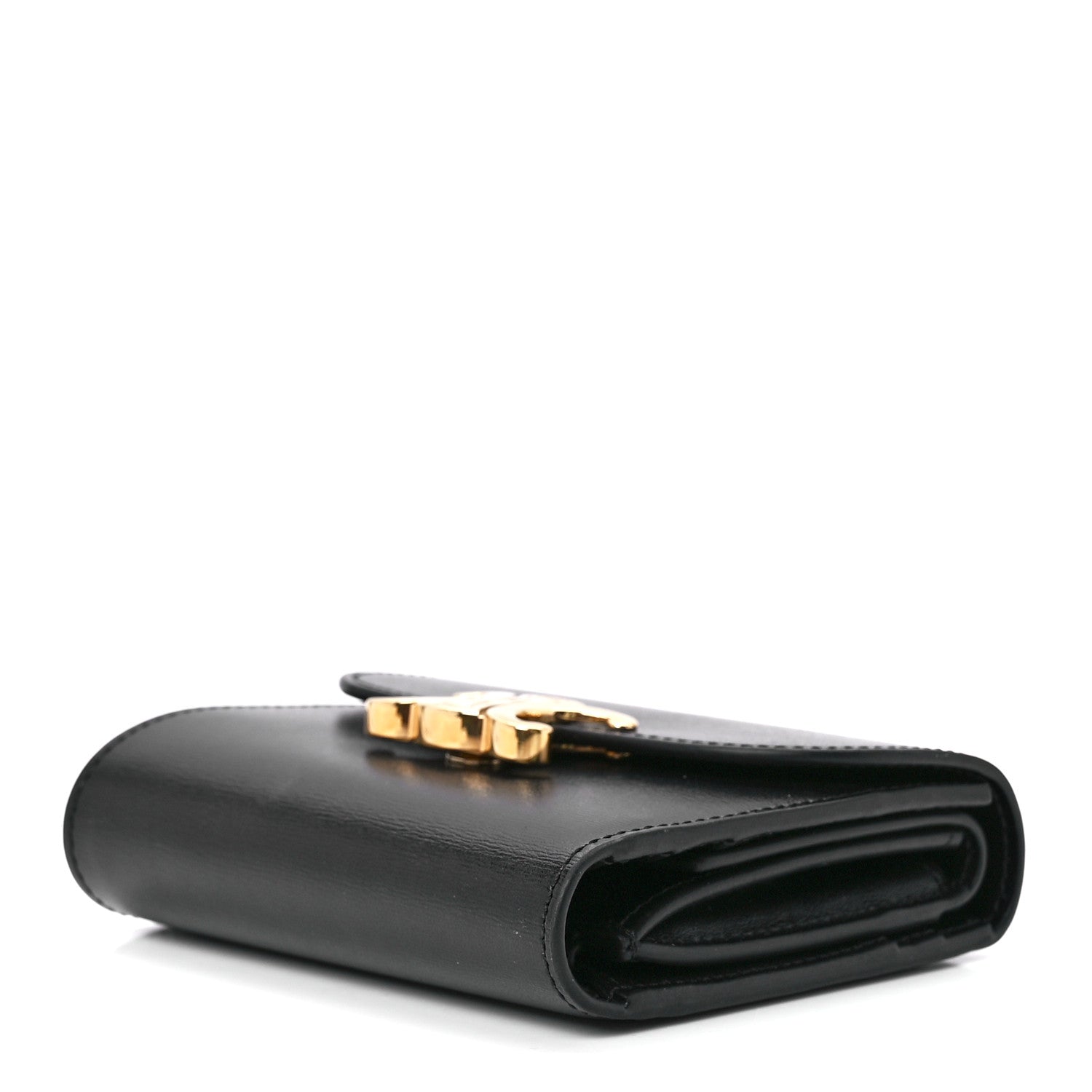 Celine Shiny Smooth Lambskin Small Triomphe Wallet Black 11 of 13