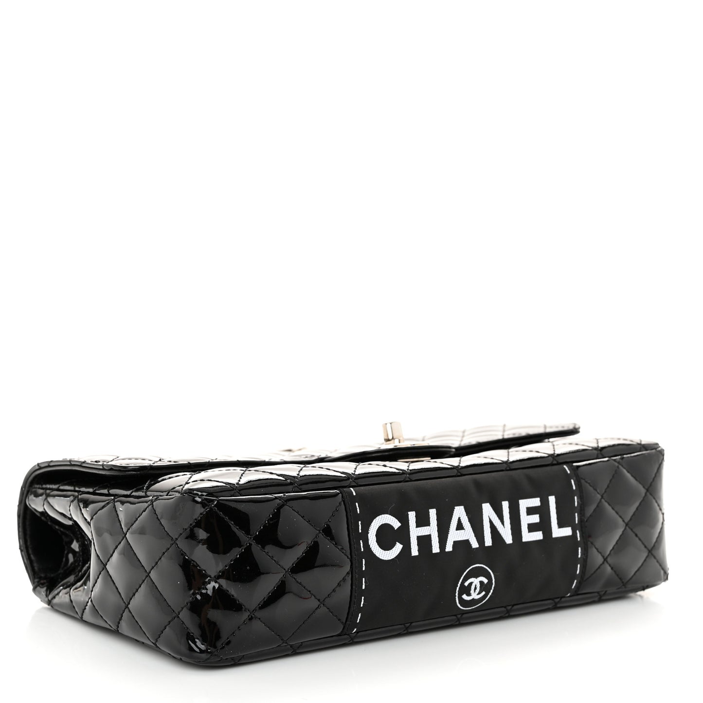 Patent Quilted Secret Label Medium Flap Black