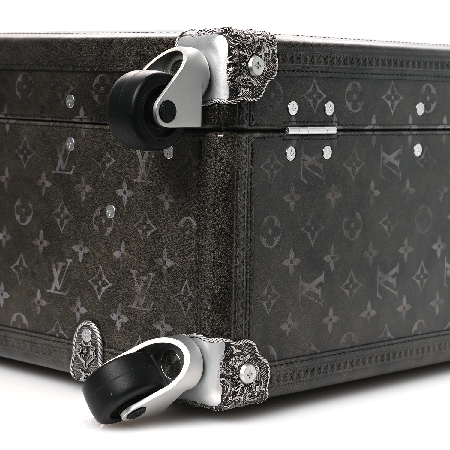 Louis Vuitton Brushed Monogram Rolling Trunk Black 8 of 10
