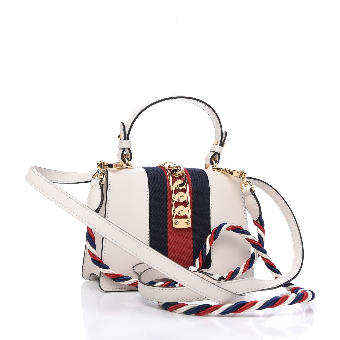 Calfskin Mini Sylvie Top Handle Bag White