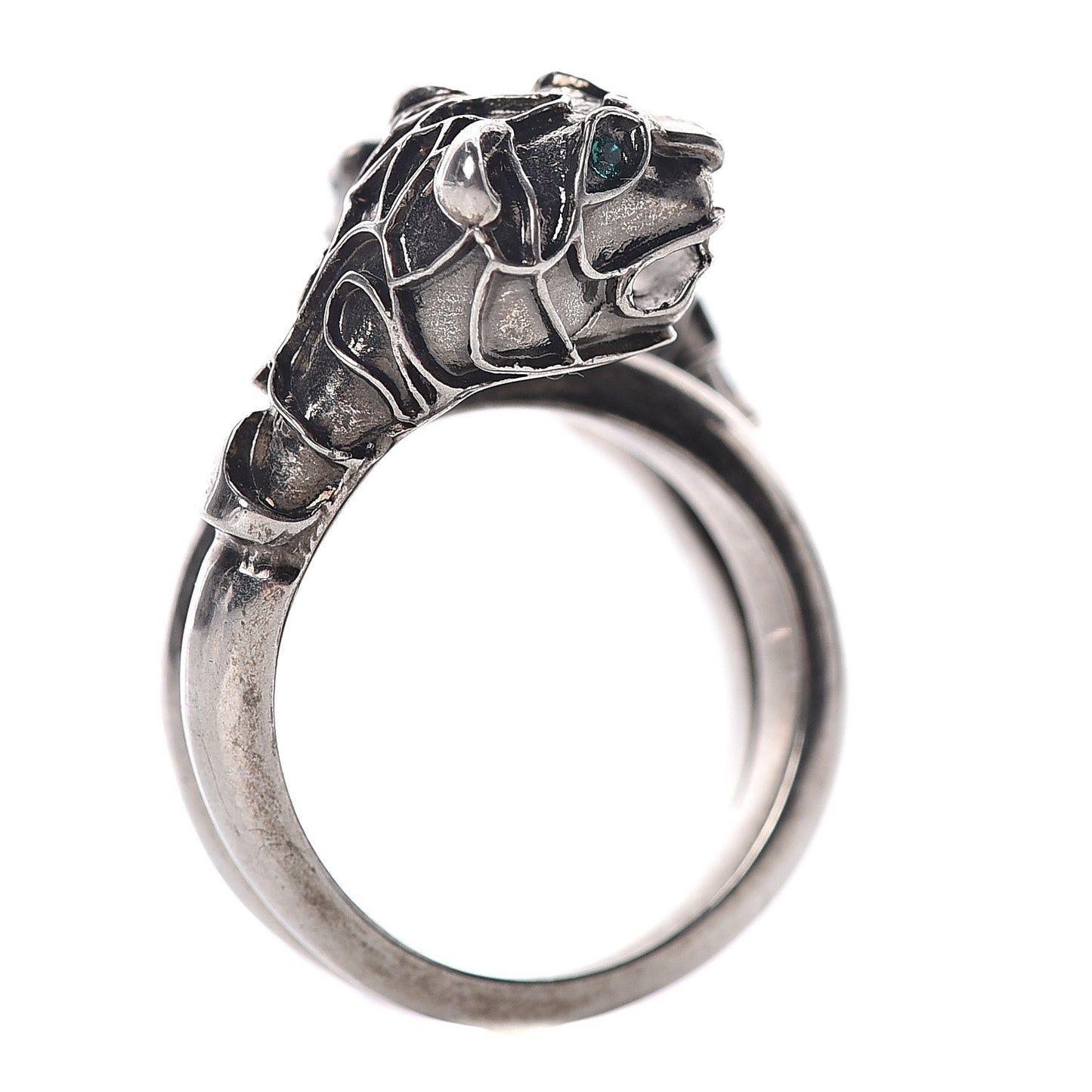 Tiger Head Swarovski Crystals Ring 6.5 Metallic