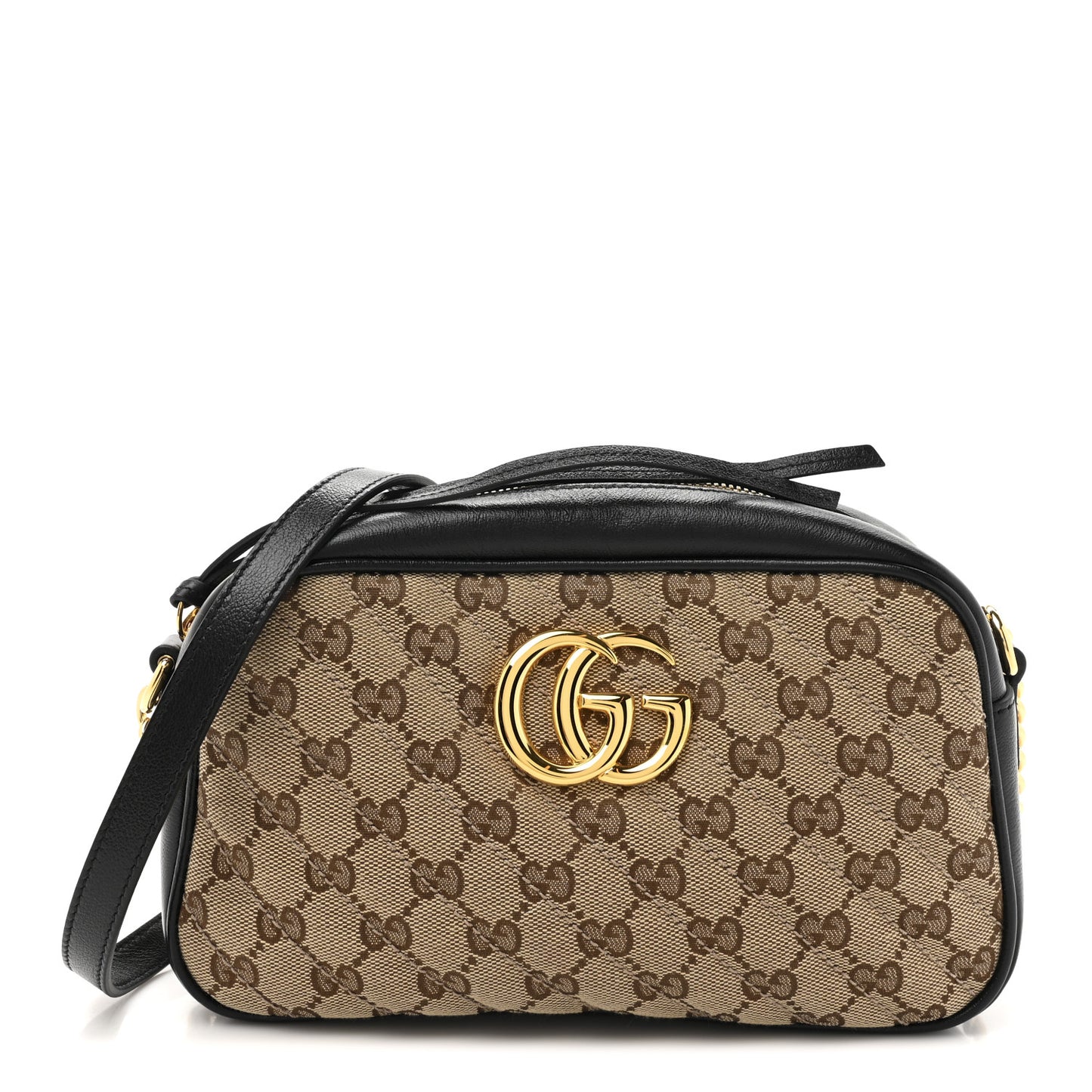 Monogram Matelasse Diagonal Small GG Marmont Chain Shoulder Bag Beige Black