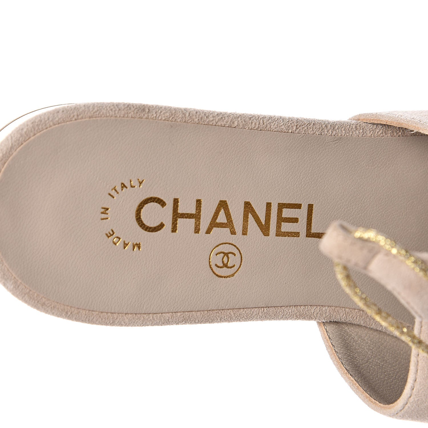 Chanel Suede Pointed Toe Mules 39.5 Beige Gold 7 of 9