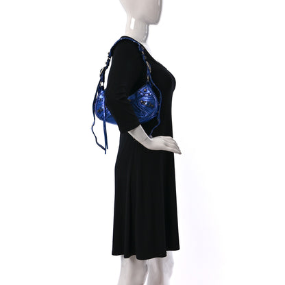 Balenciaga Metallic Arena Agneau Le Cagole Shoulder Bag XS Blue 2 of 13