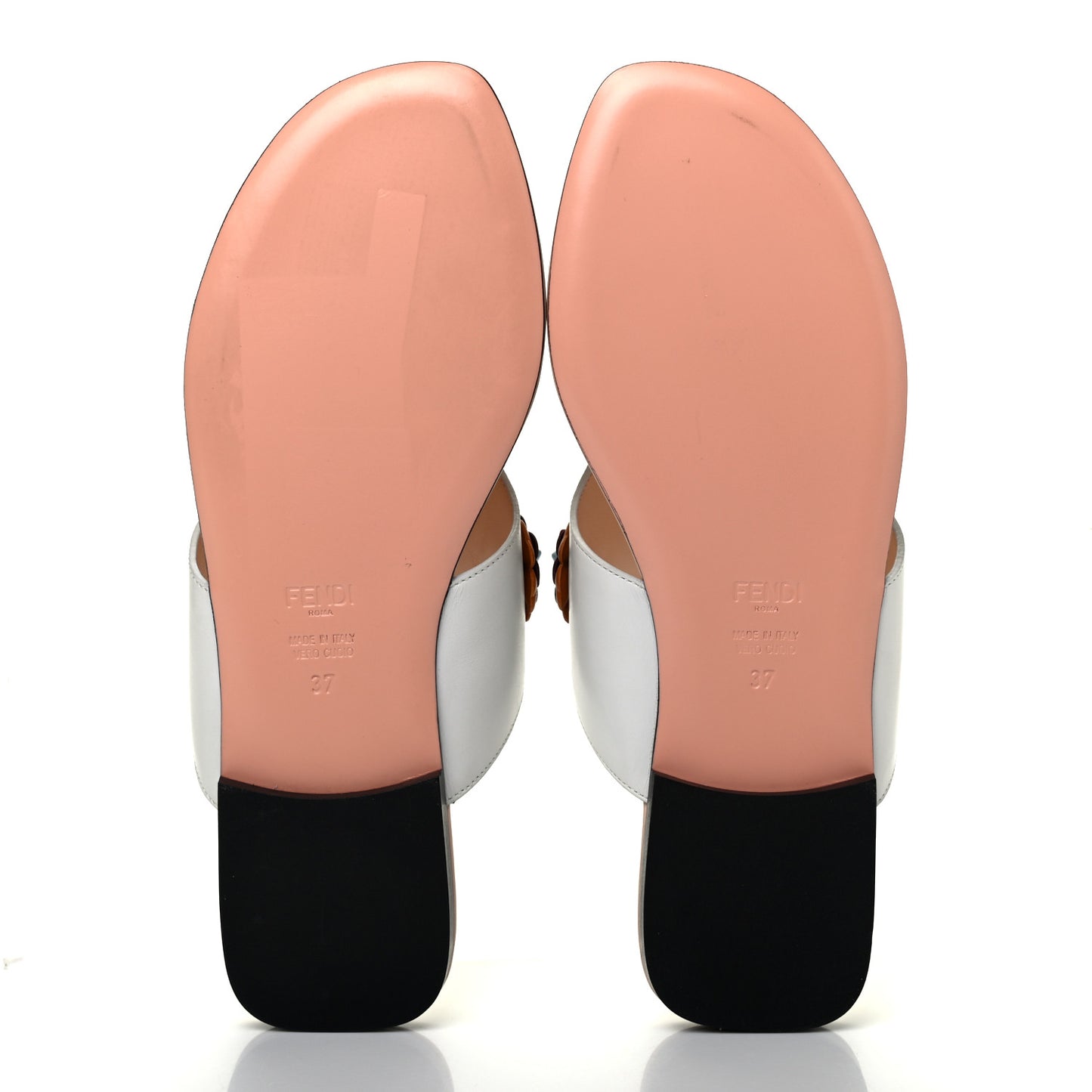 Calfskin Flowerland Thong Sandals 37 White