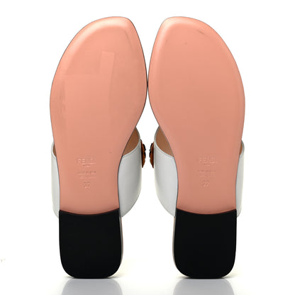 Fendi Calfskin Flowerland Thong Sandals 37 White 5 of 12