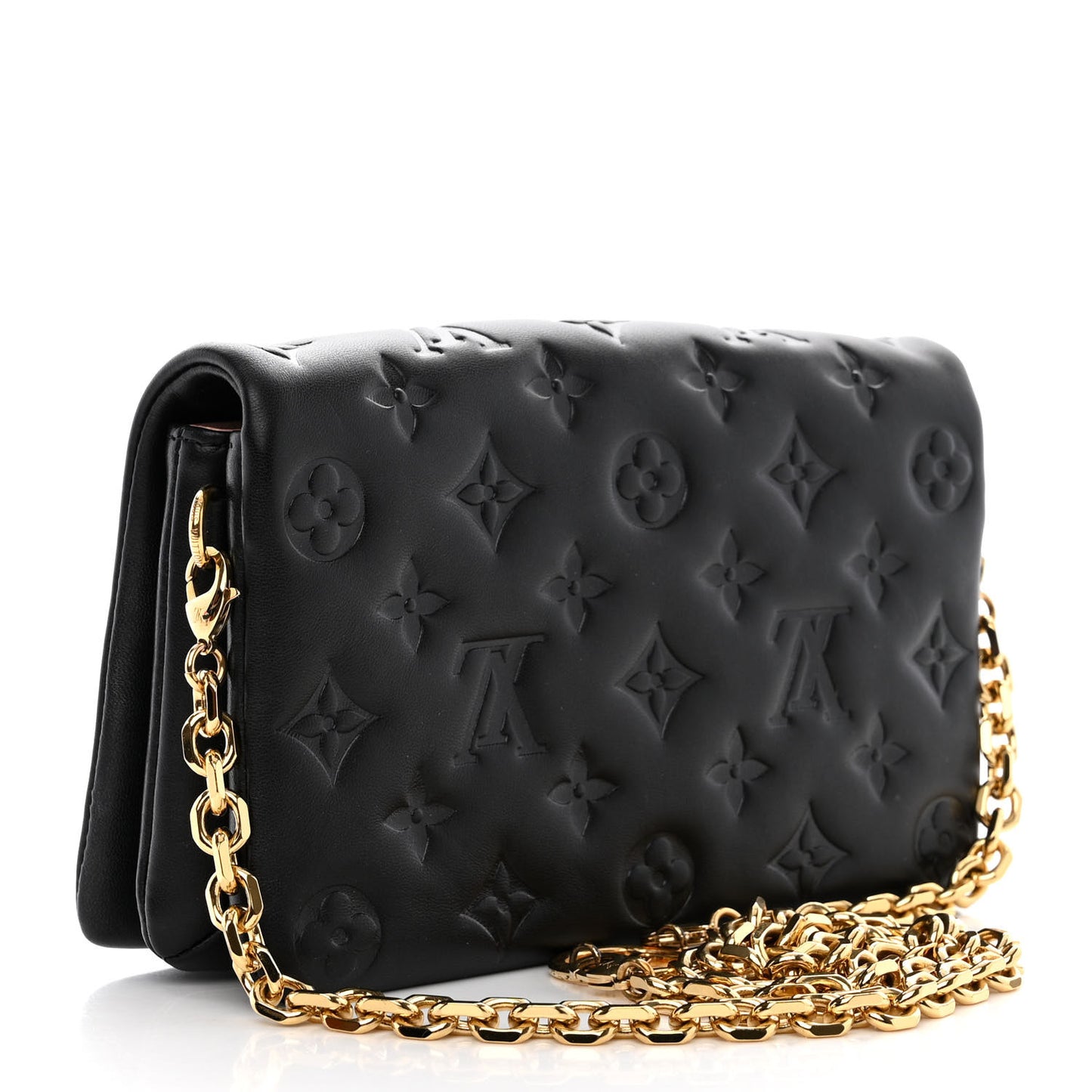 Lambskin Embossed Monogram Pochette Coussin Black