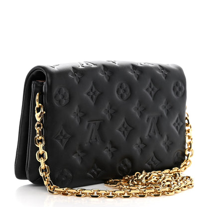 Louis Vuitton Lambskin Embossed Monogram Pochette Coussin Black 3 of 15