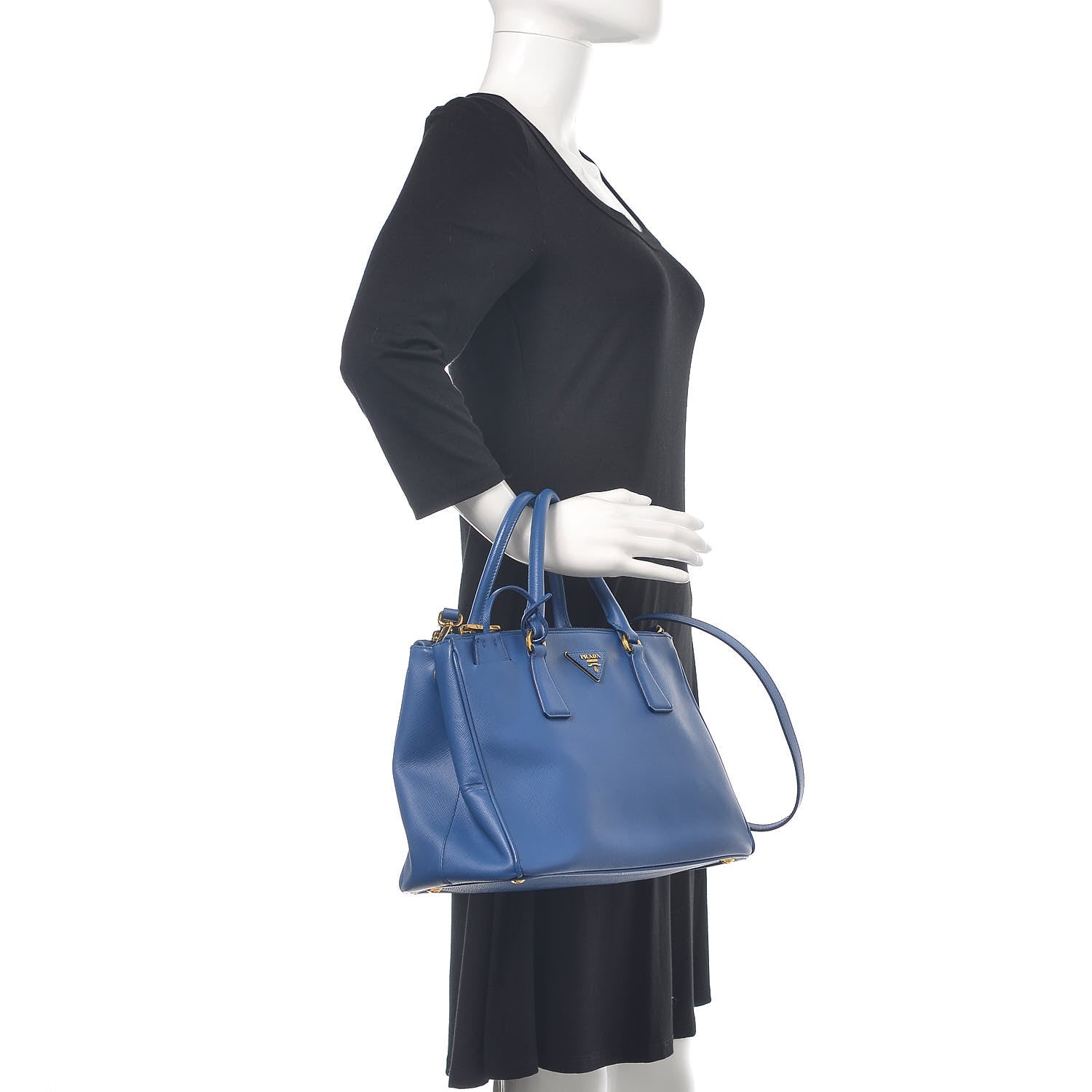 Prada Saffiano Small Galleria Double Zip Tote Bluette 2 of 22