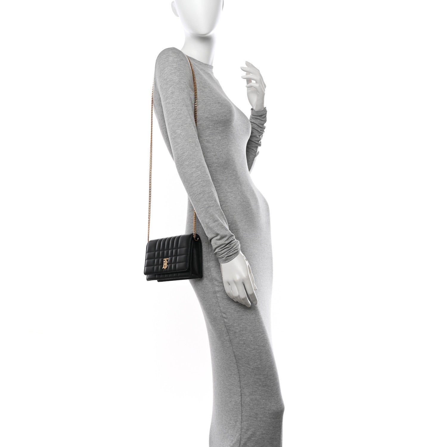 Burberry Lambskin Quilted Lola Clutch On Chain Black 2 of 12