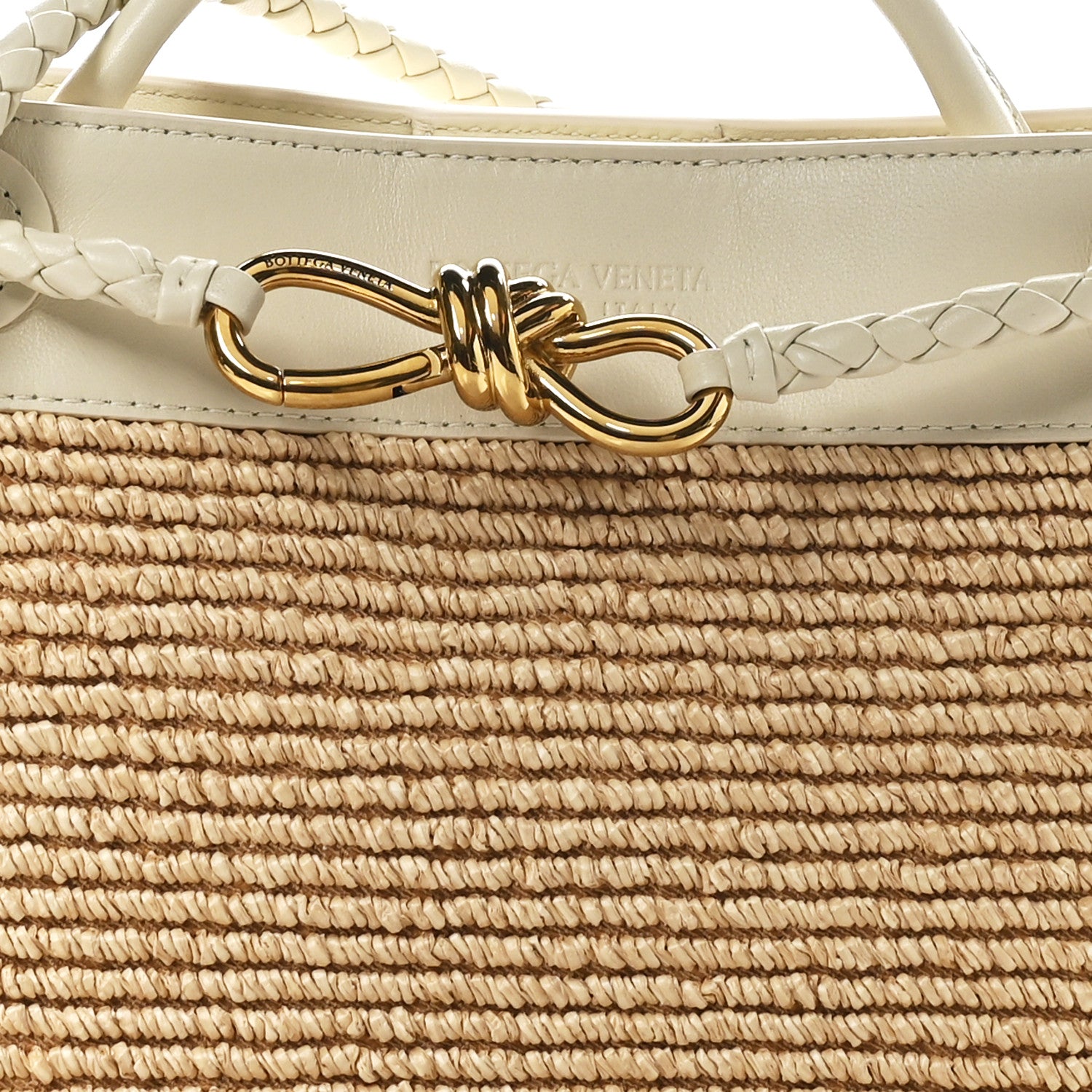 Bottega Veneta Raffia Calfskin Small Andiamo Shoulder Bag Sea Salt Natural 7 of 9