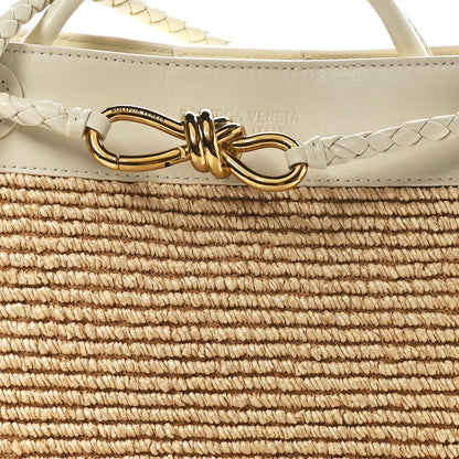 Bottega Veneta Raffia Calfskin Small Andiamo Shoulder Bag Sea Salt Natural 7 of 9