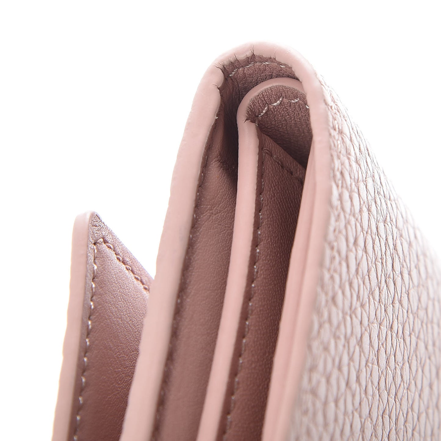 Taurillon Perforated Capucines Compact Wallet Magnolia