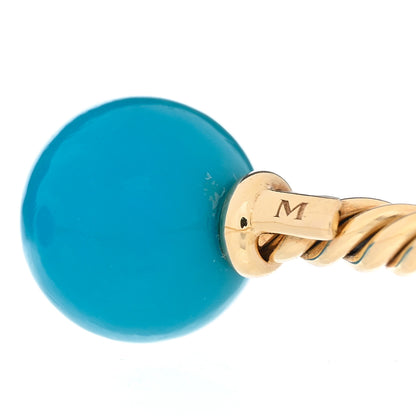 David Yurman 18K Yellow Gold Turquoise 8.5mm Solari Bead Bracelet 4 of 4