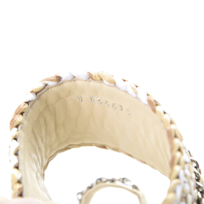 Chanel Raffia Lambskin Sandals 38 Beige White 10 of 10