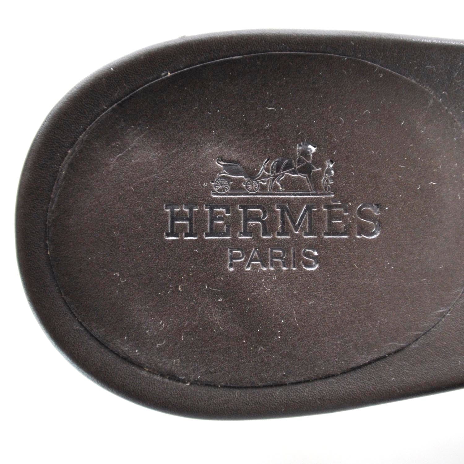 Hermes Leather Horn Corne Ligne Sandals 38.5 Brown 6 of 7