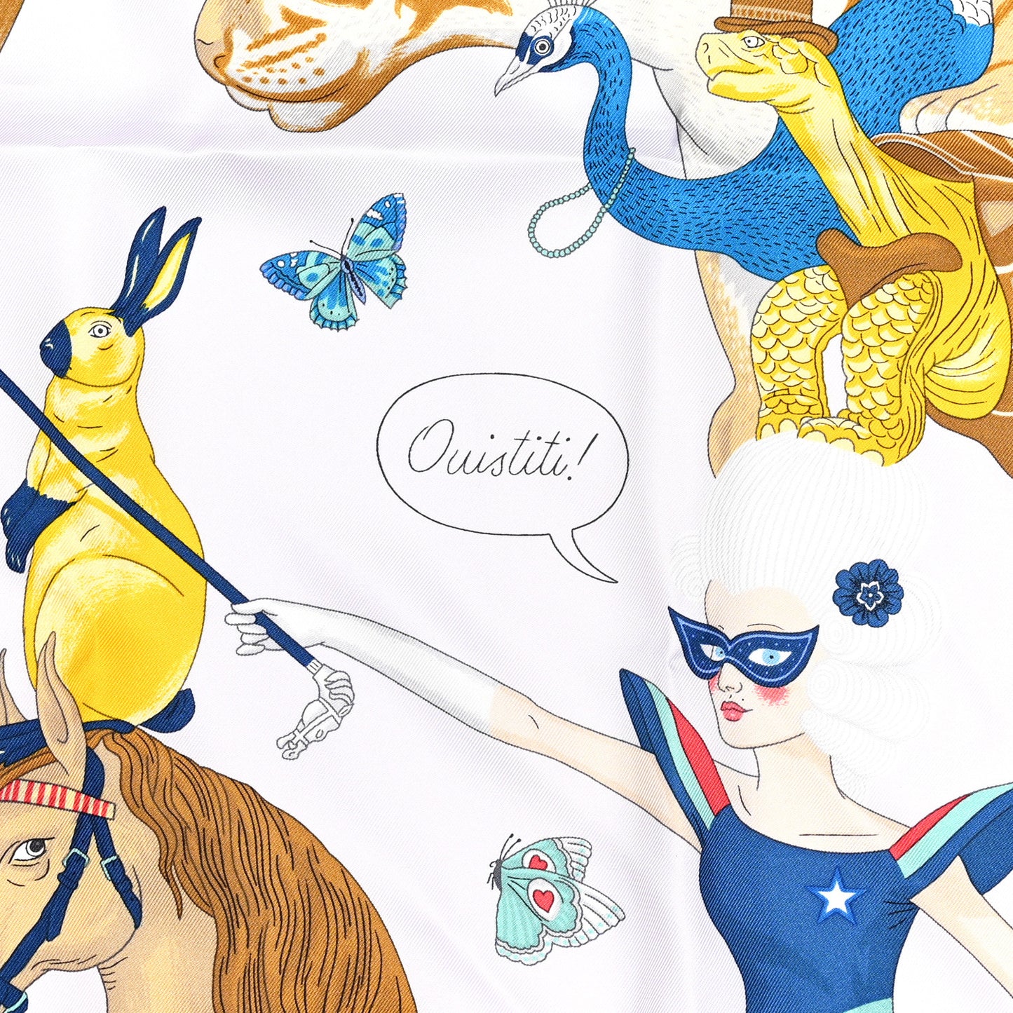 Silk Story Scarf 90 Rose Nacre Bleu Beige