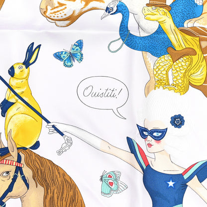 Hermes Silk Story Scarf 90 Rose Nacre Bleu Beige 5 of 5