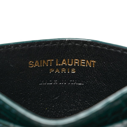 Saint Laurent Calfskin Crocodile Embossed Monogram Credit Card Case Foliage Green 7 of 7
