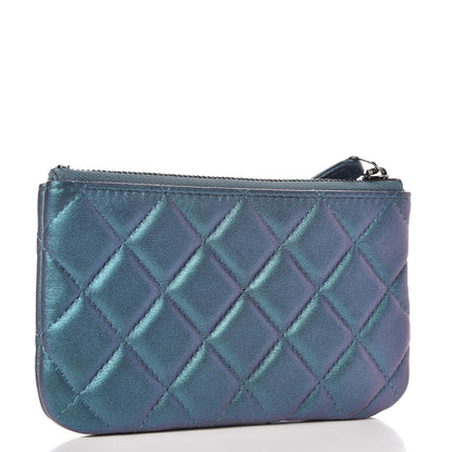 Chanel Iridescent Lambskin Quilted Small Cosmetic Case Turquoise 3 of 8