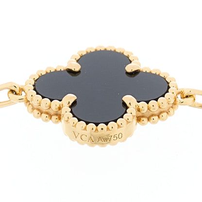 Van Cleef & Arpels 18K Yellow Gold Black Onyx 5 Motifs Vintage Alhambra Bracelet 3 of 5