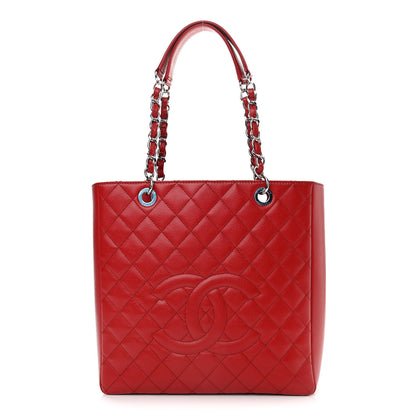 Chanel Caviar Quilted Vertical Grand Shopping Tote GST Red 1 of 9