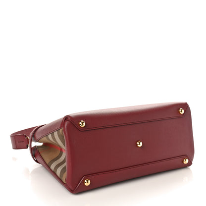 Burberry Grainy Calfskin House Check Medium Banner Tote Mahogany Red 4 of 9