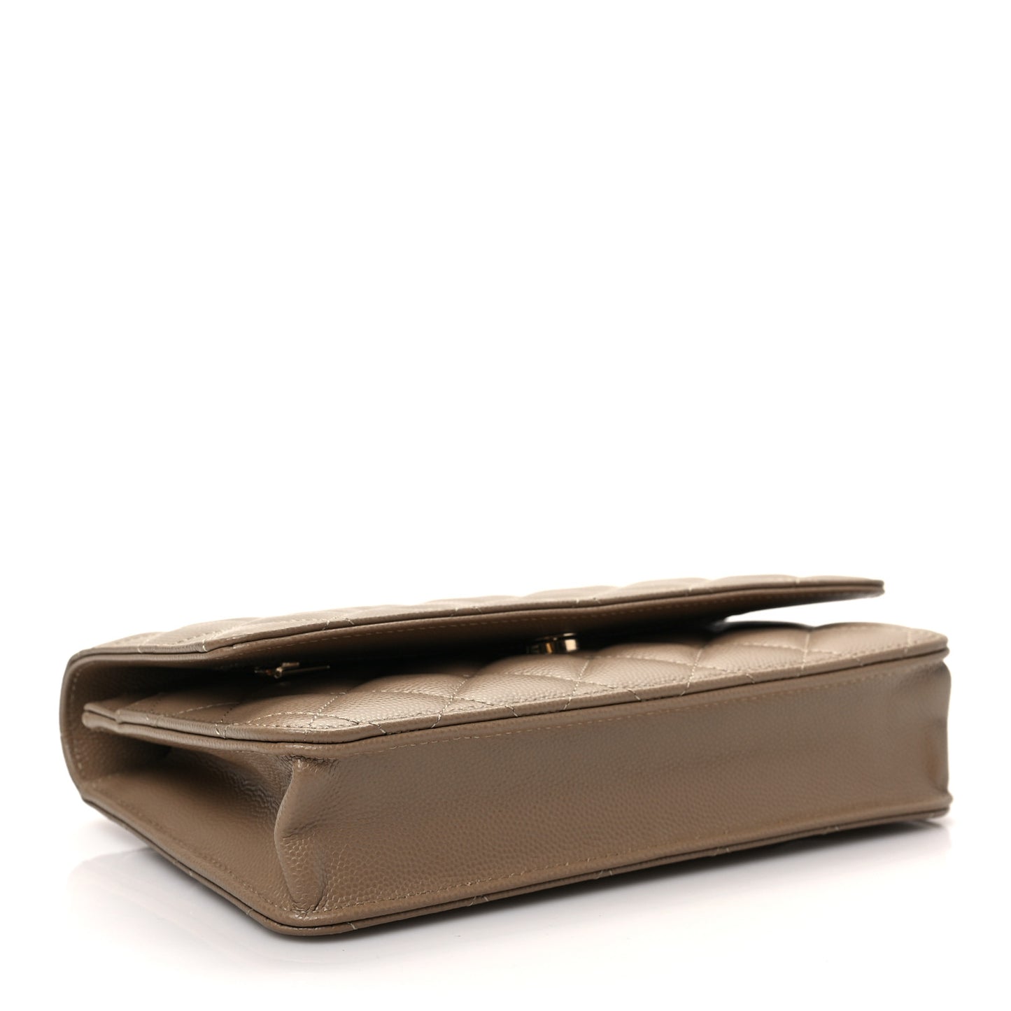 Caviar Quilted Wallet on Chain WOC Dark Beige