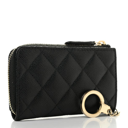 Chanel Caviar Quilted Zipped Key Holder Case Black 3 of 8