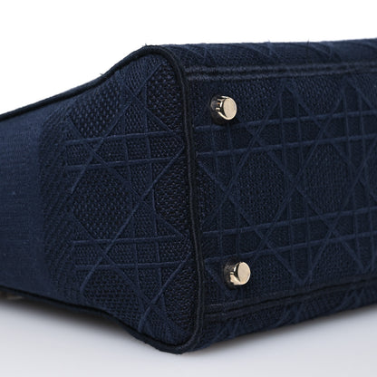Christian Dior Canvas Embroidered Cannage Medium Lady D-Lite Navy 9 of 11