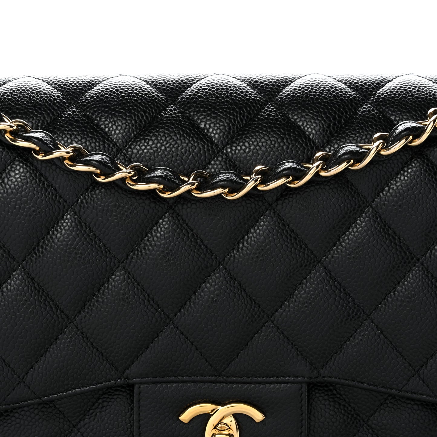 Caviar Quilted Jumbo Double Flap Black