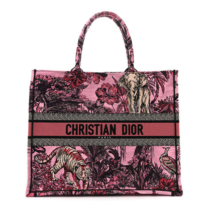 Christian Dior Canvas Embroidered Large Toile de Jouy Voyage Book Tote Fuchsia Multicolor 1 of 12