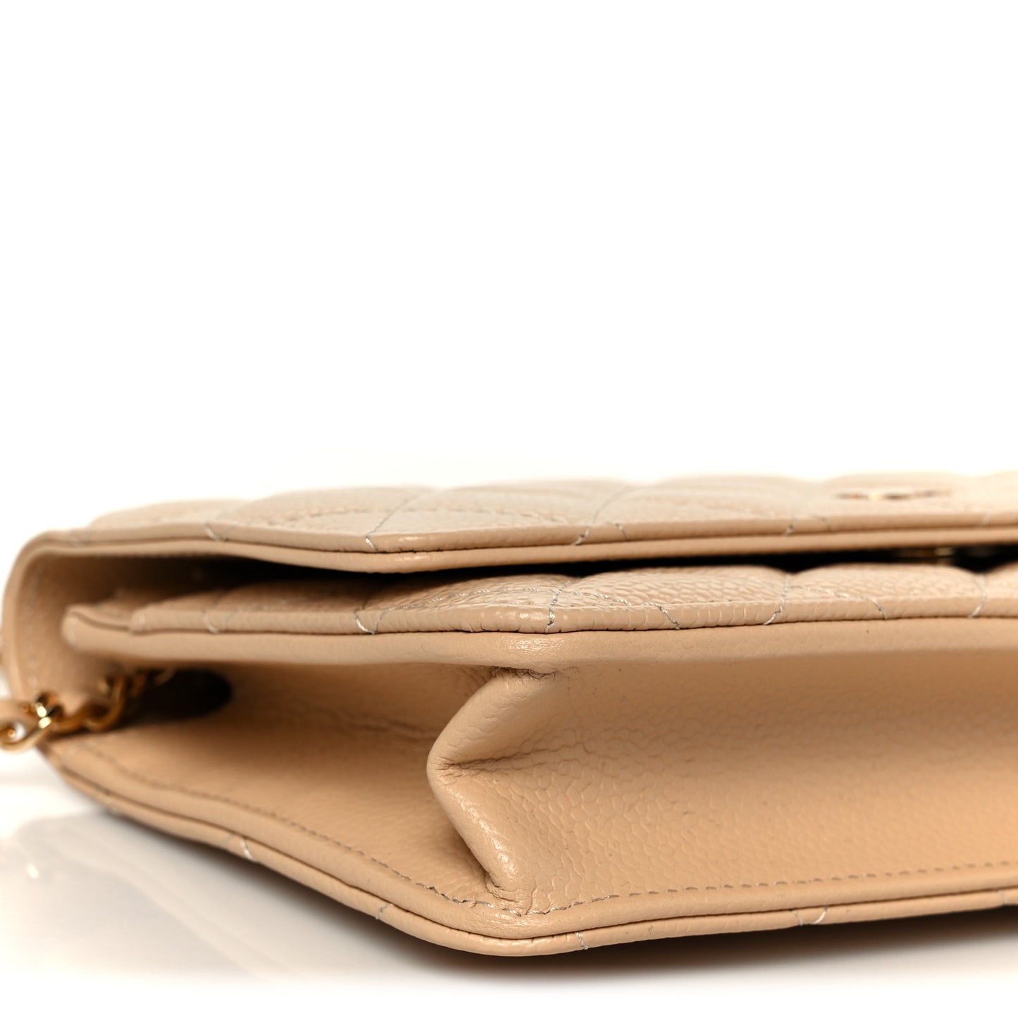 Caviar Quilted Wallet on Chain WOC Beige