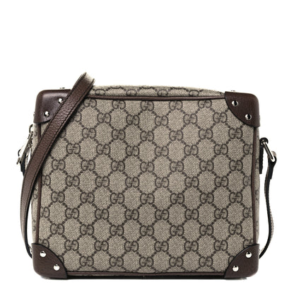 Gucci GG Supreme Monogram Textured Calfskin Square Messenger Bag Beige Ebony New Acero 1 of 12