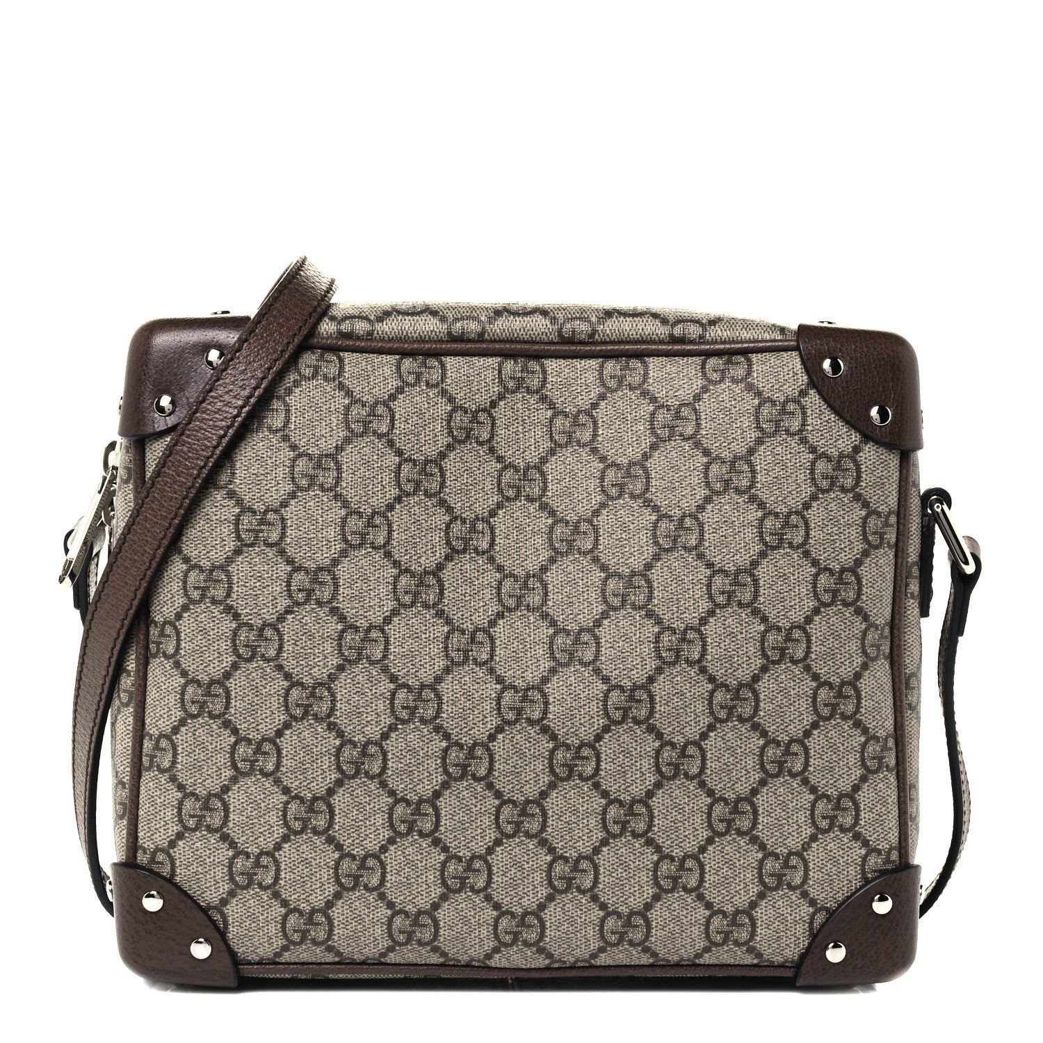 Gucci GG Supreme Monogram Textured Calfskin Square Messenger Bag Beige Ebony New Acero 1 of 12