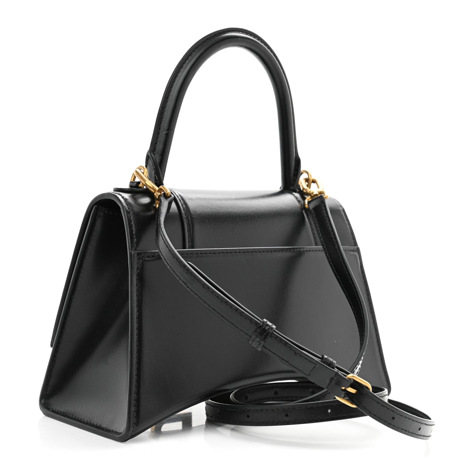 Balenciaga Shiny Box Calfskin Small Hourglass Top Handle Bag Black 3 of 11