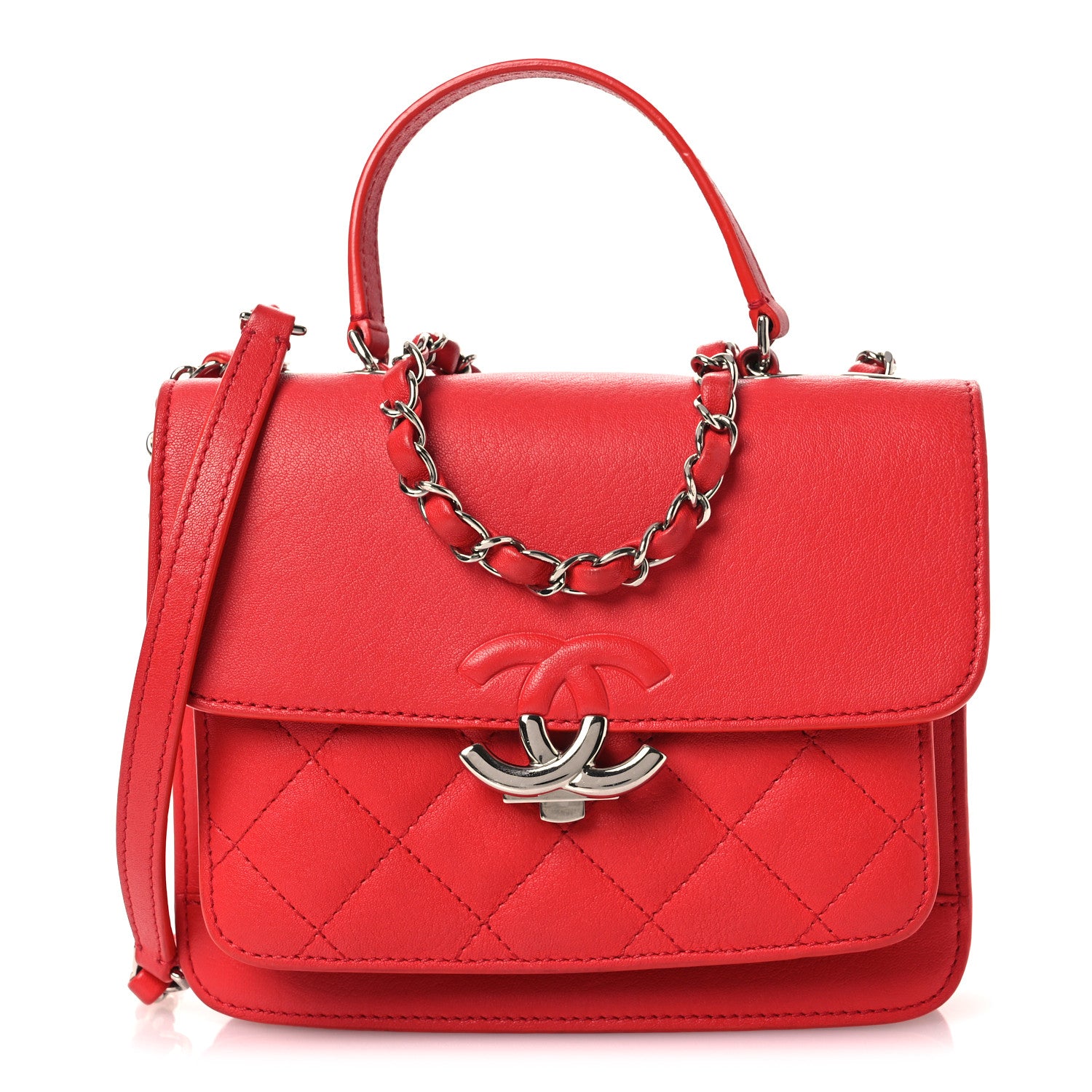 Chanel Goatskin Quilted Small CC Box Flap Red 1 of 12