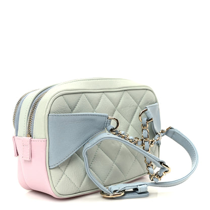 Chanel Goatskin Quilted Tri-Color In & Out Waist Bag Green Blue Pink 3 of 14