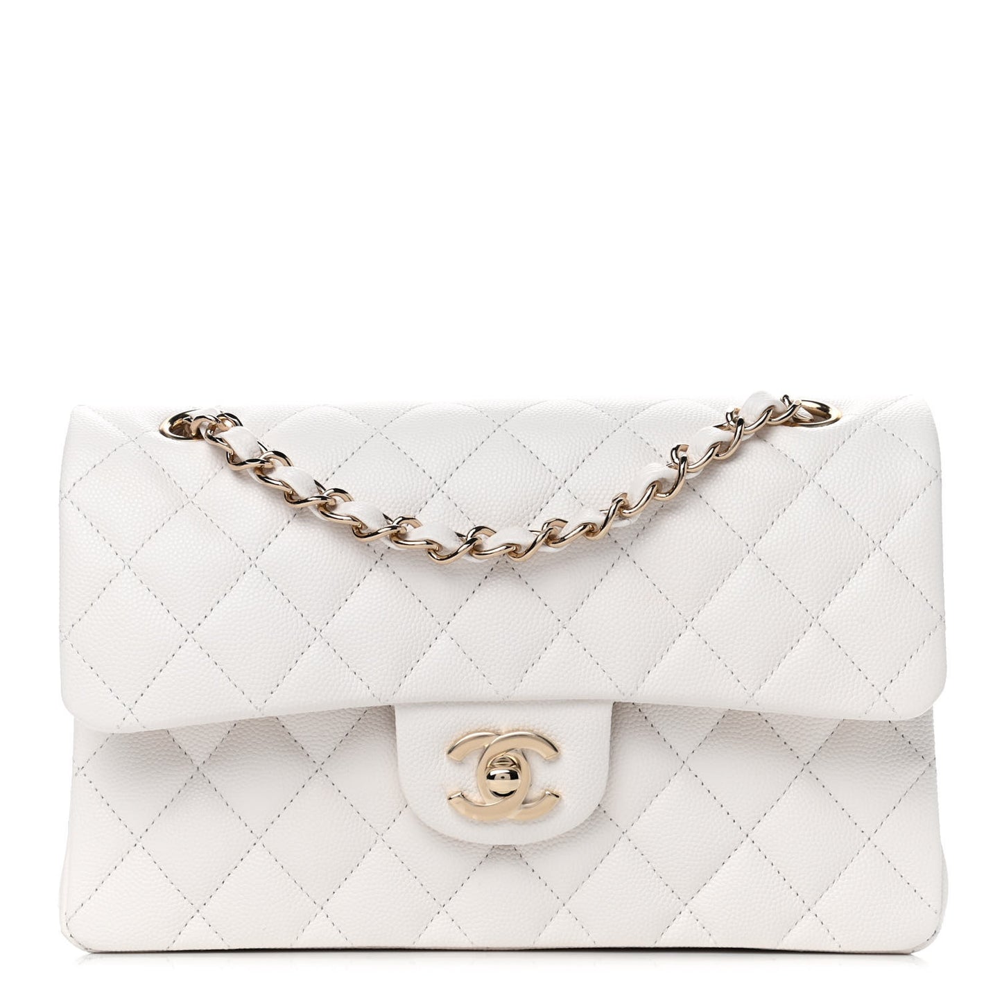 Caviar Quilted Small Double Flap White