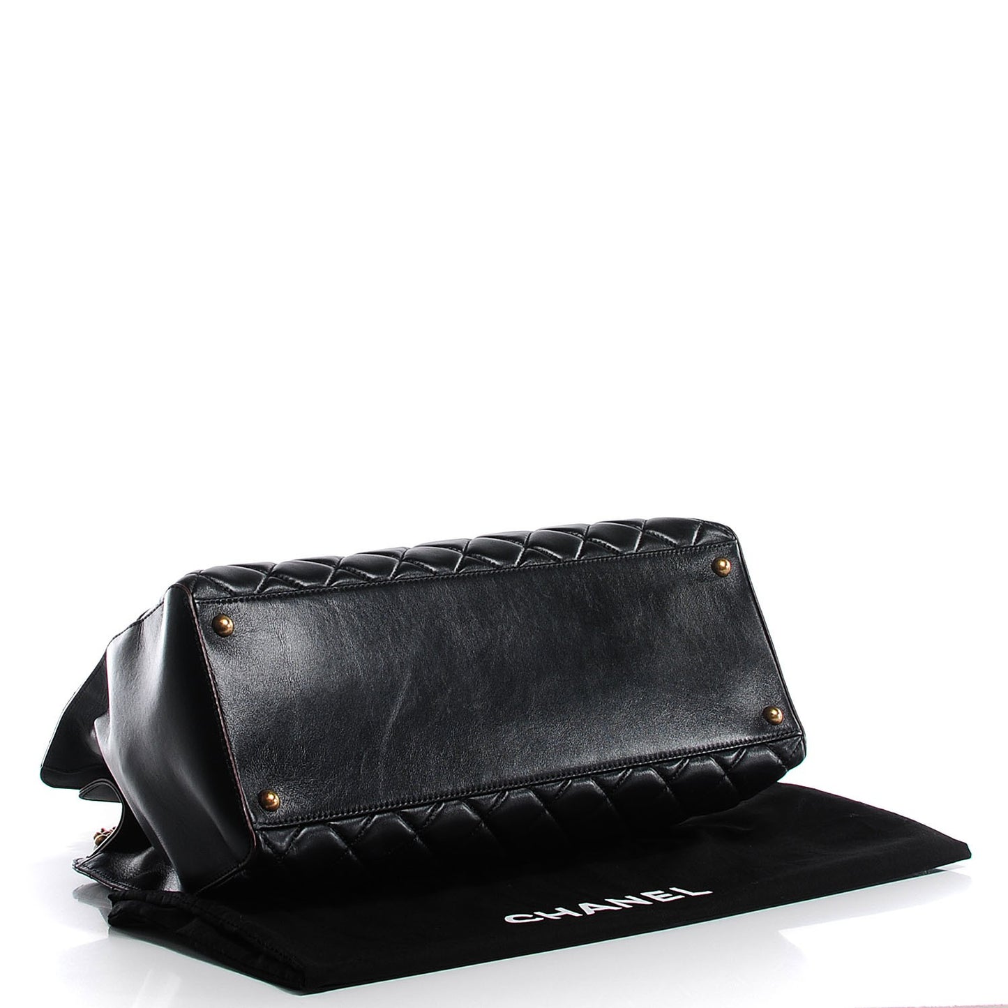 Calfskin Quilted Perfect Edge Tote Black