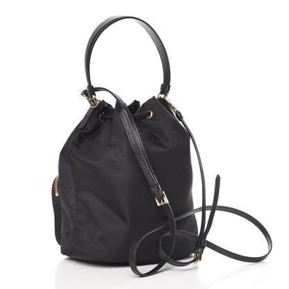 Prada Saffiano Tessuto Nylon Mini Bucket Crossbody Bag Black 4 of 9