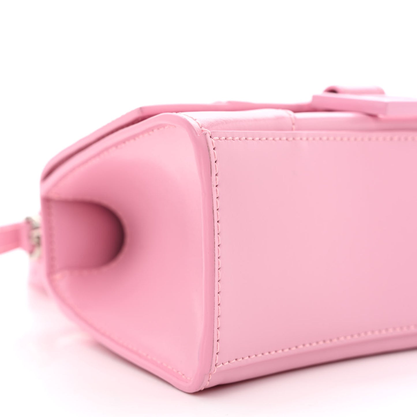Shiny Box Calfskin Tonal B Hourglass Top Handle Bag XS Candy Pink